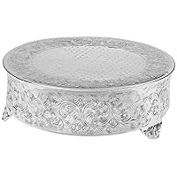 Round Ornate Wedding Cake Stand, 18-Inch, Silver