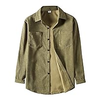 Spring Outfits for Men Long Sleeve Corduroy Shirt Casual Stylish Lightweight Jackets Overshirt Shackets