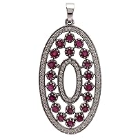 Natural Colombian Natural Gemstone & Simulated Diamon Pendant 925 Fine Silver (ruby)