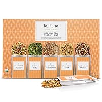 Tea Forte Single Steeps Loose Leaf Tea Sampler, Assorted Variety Tea Box, 15 Single Serve Pouches (Herbal Tea)