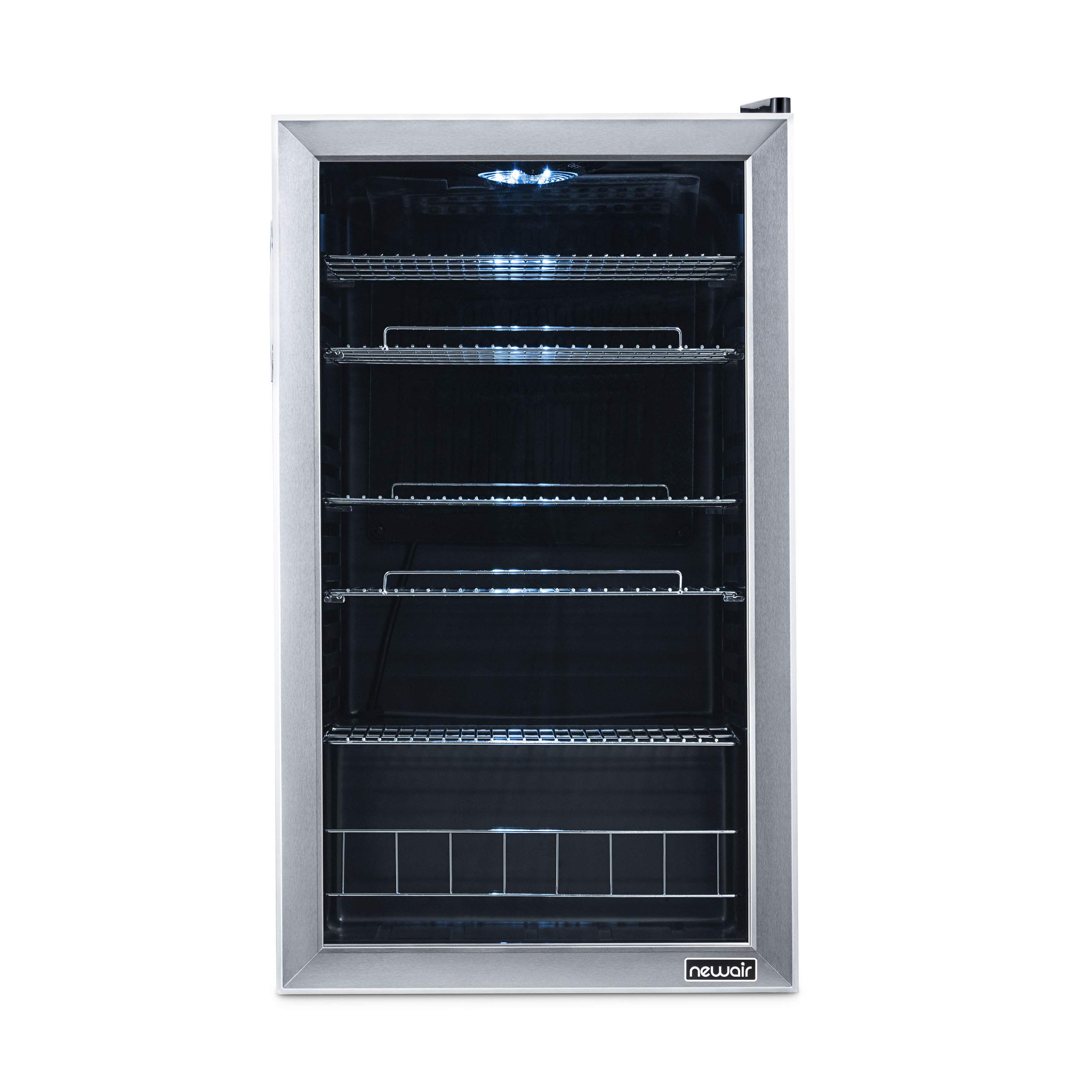 NewAir Beverage Refrigerator Cooler | 126 Cans Free Standing with Right Hinge Glass Door | Mini Fridge Beverage Organizer Perfect For Beer, Wine, Soda, And Cooler Drinks