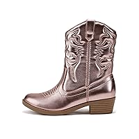 Soda RENO-2 Kids/Girls/Children Western Cowboy Stitched Pointe Toe Low Heel Ankle Mid Shaft Fashion Boots