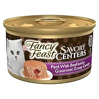 Purina Fancy Feast Savory Centers Pate Adult Wet Cat Food with Beef and a Gravy Center - (Pack of 24) 3 Oz. Cans