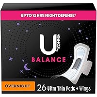 Balance Ultra Thin Overnight Pads with Wings, 26 Count (Packaging May Vary)