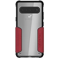 Ghostek Exec Flip Folio Wallet Galaxy S10 5G Case with Leather Credit Card Holder and Clear Back for Wireless Charging Compatibility Phone Cover for 2019 Galaxy S10 5G (6.7 Inch) (Red)