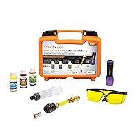 LF021 Auto Fluids & Air Conditioning Refrigerant Leak Detection Kit - 1oz of A/C, Oil-Based Leak Detector Dye, Injector Syringe, UV Light, R134A Hose Coupler, Made in USA