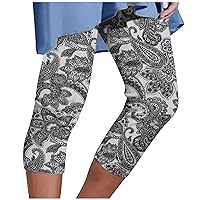 FunAloe Leggings for Women UK Crop Trousers for Women UK Yoga Full Length Pant Women Athletic Crop Floral Print Casual Elastic Waist Beach Sport Shorts Summer Pants Holiday Clothes for Women UK