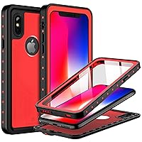 BEASTEK for Apple iPhone Xs/X Waterproof Case, NRE Series, Shockproof Underwater IP68 Case, with Built-in Screen Protector Full Body Protective Cover, for iPhone Xs/X 5.8 inch (Red)