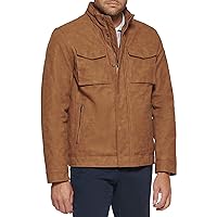 Dockers Men's Faux Leather Military Jacket