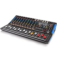 Pyle 12-Channel Bluetooth Studio Audio Mixer - DJ Sound Controller Interface w/ USB Drive for PC Recording Input, RCA, XLR Microphone Jack, 48V Power, For Professional and Beginners- PMXU128BT,Black