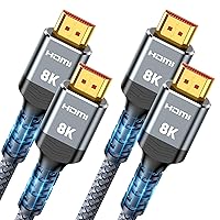 Highwings 48Gbps 8K HDMI Cable 3.3FT/1M 2-Pack, High Speed HDMI Braided Nylon 2.1 Cord-4K120 144Hz 8K60Hz RTX 3090 eARC HDR10 4:4:4 HDCP 2.2&2.3 QMS VRR Dolby Compatible for PS5, PS4, UHD TV and PC