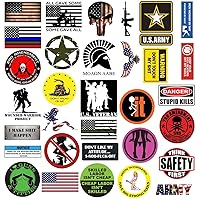 Hard Hat Stickers Set of 32 Funny Water Proof Helmet Sticker and Decals with American Flag for Hard Hats Construction Helmet and Tool Box 2.5-3.5 Inch Size