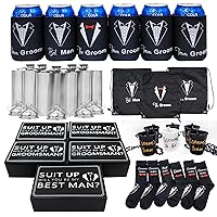 Ultimate Groomsmen Gift Bundle - Set of 6 Packs, Total 35 Pieces - Thoughtful Gifting Choice for Groomsmen