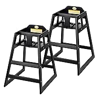 Alpine Industries Wooden Baby High Chair - Ready-to-Assemble Baby Feeding Seat with Safety Straps - Sitting Up & Feeding Baby/Toddler High Chair for Restaurant and Home Use (2-Pack, Espresso)