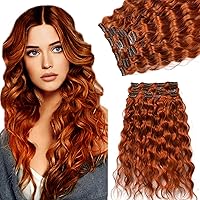 Ginger Clip in Hair Extension 70g 18inch Clip in Hair Extensions Real Human Hair 7PCS Seamless Clip in Hair Extensions Human Hair Full Head Clip ins Hairpieces