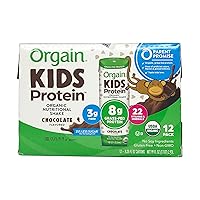 Organic Kids Nutritional Protein Shake, Chocolate - Kids Snacks with 8g Dairy Protein, 22 Vitamins & Minerals, Fruits & Vegetables, Gluten Free, Soy Free, Non-GMO, 8.25 Fl Oz (Pack of 12)
