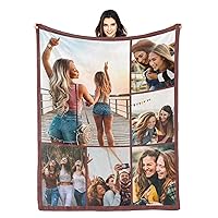 Customized Blanket with Photo and Text, Personalized Picture Blanket for Kids/Adults/Family/Mom/Dad/Friend/Sister,Soft Blanket Gifts for Birthday Christmas Halloween Day (6 Photos, 30x40 Fleece)