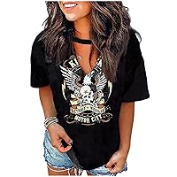 Sexy V Neck T Shirts for Women Tie Dye Hollow Out Blouse Tops Summer Loose Casual Shirt Country Music Graphic Tee Shirts