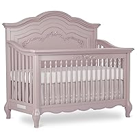 Aurora 5-In-1 Convertible Crib In Dusty Rose, Greenguard Gold Certified, Features 3 Mattress Height Settings, Sturdy And Spacious Baby Crib, Wooden Furniture