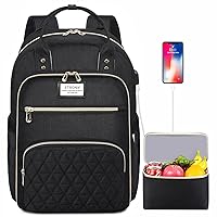 ETRONIK Lunch Backpack for Women, 15.6 inch Laptop Backpack with USB Port, Teacher Nurse Work Backpack with Insulated Cooler Lunch Bag, Travel Bags for Women & Men, Gift, Black