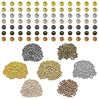 1400pcs Round Rondelle Crimp Beads for DIY Crafts,7 Colors Disc Spacer Loose Beads Spacer Beads for DIY Jewelry Making,Bracelet Necklace Earring Bracelet Crafts Supplies