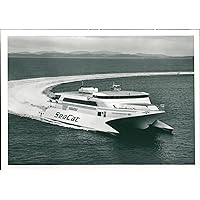 Vintage photo of Hoverspeed great britain the world39;s first car-carrving catamaran will make an attempt to win the hales trophy.