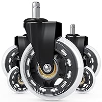 Premium Office Chair Wheels Replacement Set of 5 - Heavy Duty 3'' Clear Caster Wheels for Carpet & Hardwood Floors - Universal Fit, Quiet & Smooth Rolling - No Desk Floor Mat Needed