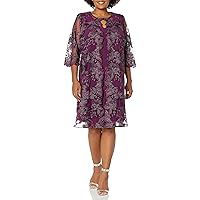 Alex Evenings Women's Plus Size Midi Scoop Neck Shift Dress with Jacket