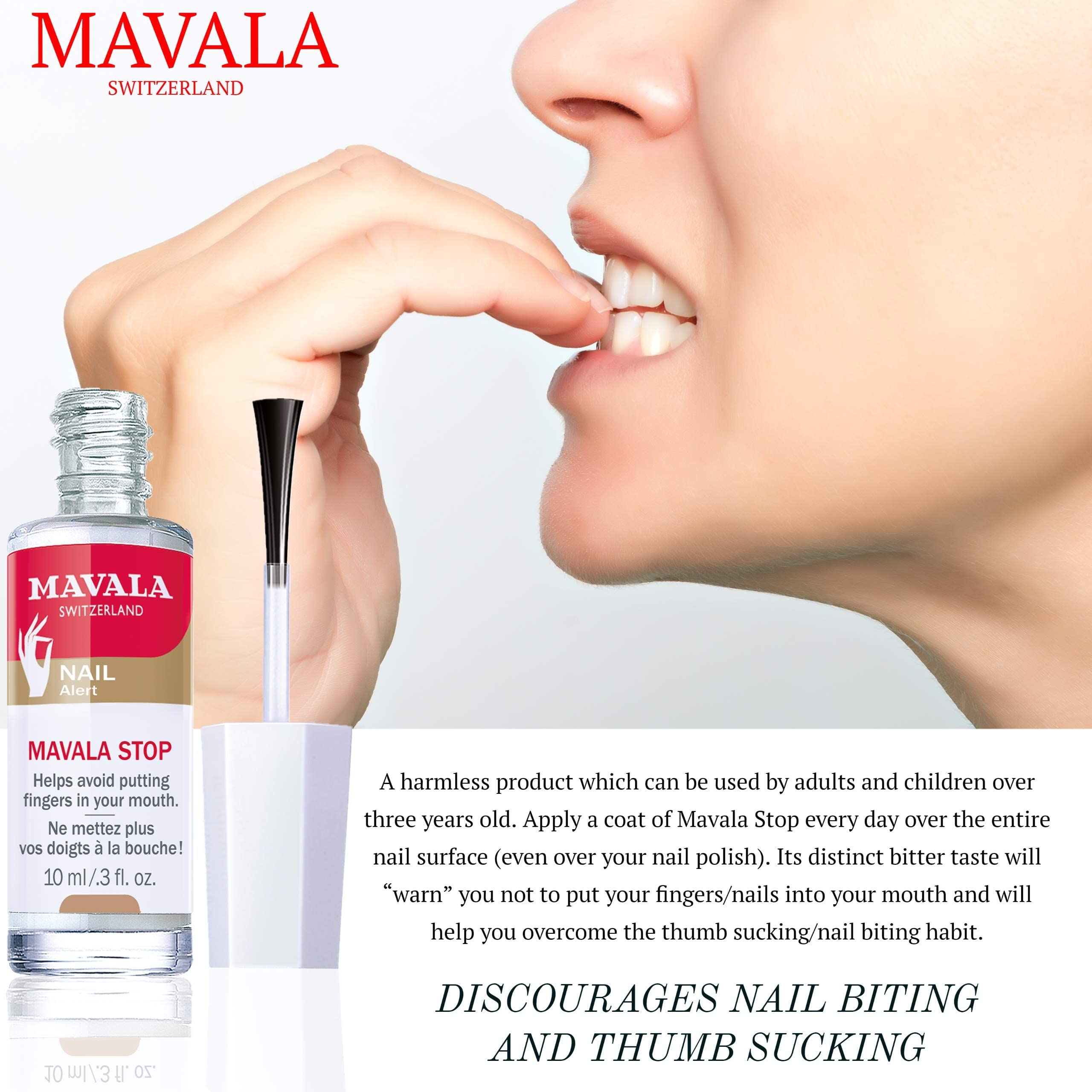 Mavala Stop Deterrent Nail Polish Treatment | Nail Care to Help Stop Putting Fingers In Your Mouth | Bitter Taste | Easy Application | For Ages 3+ | 0.3 Fl Oz