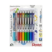 EnerGel RTX Retractable Liquid Gel Pen, Happiness Expressions Pack, 0.7mm, Metal Tip, Medium Line, Assorted Ink, Pack of 8 Pens (BL77XHAPBP8M)