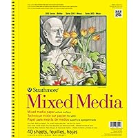 Strathmore 300 Series Mixed Media Paper Pad, Side Wire Bound, 11x14 inches, 40 Sheets (117lb/190g) - Artist Paper for Adults and Students - Watercolor, Gouache, Graphite, Ink, Pencil, Marker