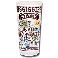 Catstudio Drinking Glass, Mississippi State University Glass Cup for Kitchen, Bar Glass Drinking Glasses, Everyday Drinking Cup or Cocktail Glass, 15oz Dishwasher Safe Glass Tumbler for MSU Alumni