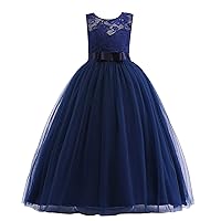 Weileenice Big/Little Girls Lace Bridesmaid Dress Flower Girl Kids Princess Formal Holiday Tulle Fancy Party Dresses