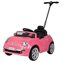 Best Ride On Cars 2-in-1 Fiat 500 Baby Toddler Toy Push Vehicle Car Stroller with 40 Pound Capacity and Lights for Children Ages 1 to 3 Years, Pink