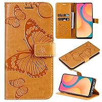 XYX Wallet Case for Samsung Galaxy A54 5G, Embossed Butterfly PU Leather Case Flip Protective Phone Cover with Card Slots and Kickstand, Yellow