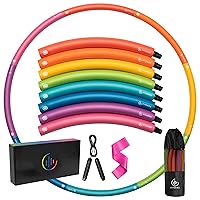 Weighted Fitness Hula Hoop Adult Beginner - Weighted Hula Hoop for Adults - Detachable and Portable - Exercise Holahoop with Jump Rope, Resistance Band and Carry Bag