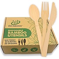 Disposable Bamboo Utensils, 200 Pack | 100% Bamboo Cutlery NOT Wooden Cutlery | Eco-Friendly Compostable Cutlery | 100% Biodegradable Utensils | 100 Bamboo forks, 50 Knives, 50 Spoons…