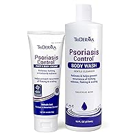 TriDerma Psoriasis Control Cream 4.2 oz and Psoriasis Control Body Wash 16 oz Bundle - Medicated Skin Relief for Psoriasis Symptoms, Relieves Dry, Itchy, Red, Flaky Scaly Skin