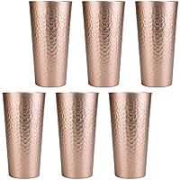 Arora Aluminum Cups for Drinks, Metal Hammered Copper Color Tumbler, Aluminum 21oz Cup,Set of 6