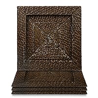 Square Chargers Set of 4 Decorative Service Plates for Home, Professional Fine Dining Perfect for Events & Dinner Parties -, Brown
