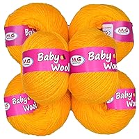 M. G ENTERRPISE 100% Acrylic Wool Yellow (Pack of 6) Baby Wool Wool Ball Hand Knitting Wool/Art Craft Soft Fingering Crochet Hook Yarn, Needle Knitting Yarn Thread Dyed … G