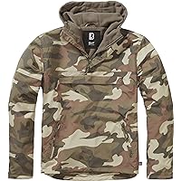 Brandit Individual Wear Men's Windbreaker Fall Jacket, with 100% Polyester, Water & Wind Resistant, and Zip Pockets, Light Woodland - Large