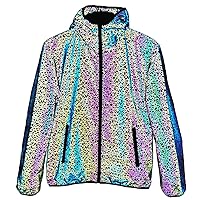 Rainbow Reflective Jacket with Hood for Men and Women Windbreakers