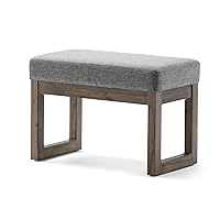 SIMPLIHOME Milltown 27 Inch Wide Contemporary Rectangle Footstool Ottoman Bench in Grey Linen Look Fabric, For the Living Room and Bedroom