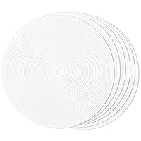 FunWheat Round Braided Placemats Set of 6 Table Mats for Dining Tables Woven Washable Non-Slip Place mats 15 inch(White, 6pcs)