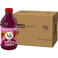 V8 Beet Ginger Lemon 100% Vegetable Juice, Naturally Flavored Vegetable Juice From Concentrate, 46 FL OZ Bottle (Pack of 6)