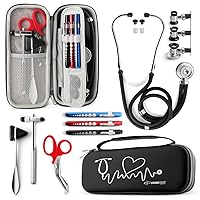Primacare KB-9397-BK Stethoscope Case, Supplies Included, Black with Multiple Compartments, Portable and Lightweight First Aid Kit Bag with Vital Medical Supplies, Nursing Accessories for Nurses