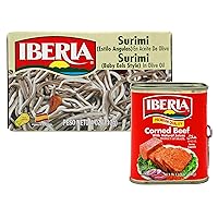 Iberia Corned Beef, 12 oz + Iberia Baby Eels in Olive Oil, 4 oz Surimi Style Angulas