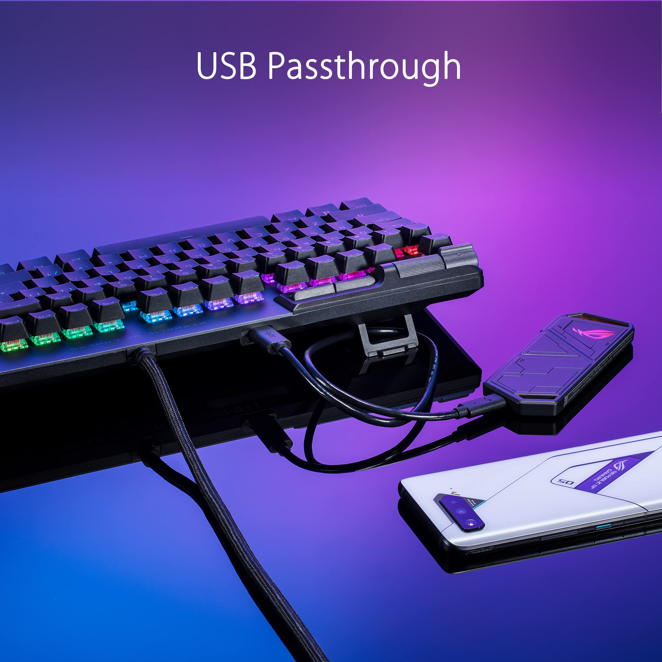 ASUS ROG Strix Flare II 100% RGB Gaming Keyboard, ROG NX Red Mechanical switches, PBT doubleshot keycaps, 8k Hz Polling, Sound-dampening Foam, Media Controls, USB passthrough, Wrist Rest-Black
