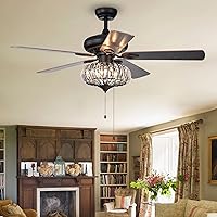 Warehouse of Tiffany CFL-8306X Athena 3-Light Crystal 5-Blade 52-Inch Brown Ceiling Fan